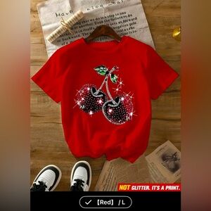 Cherry adorable graphic T-shirt, size large new